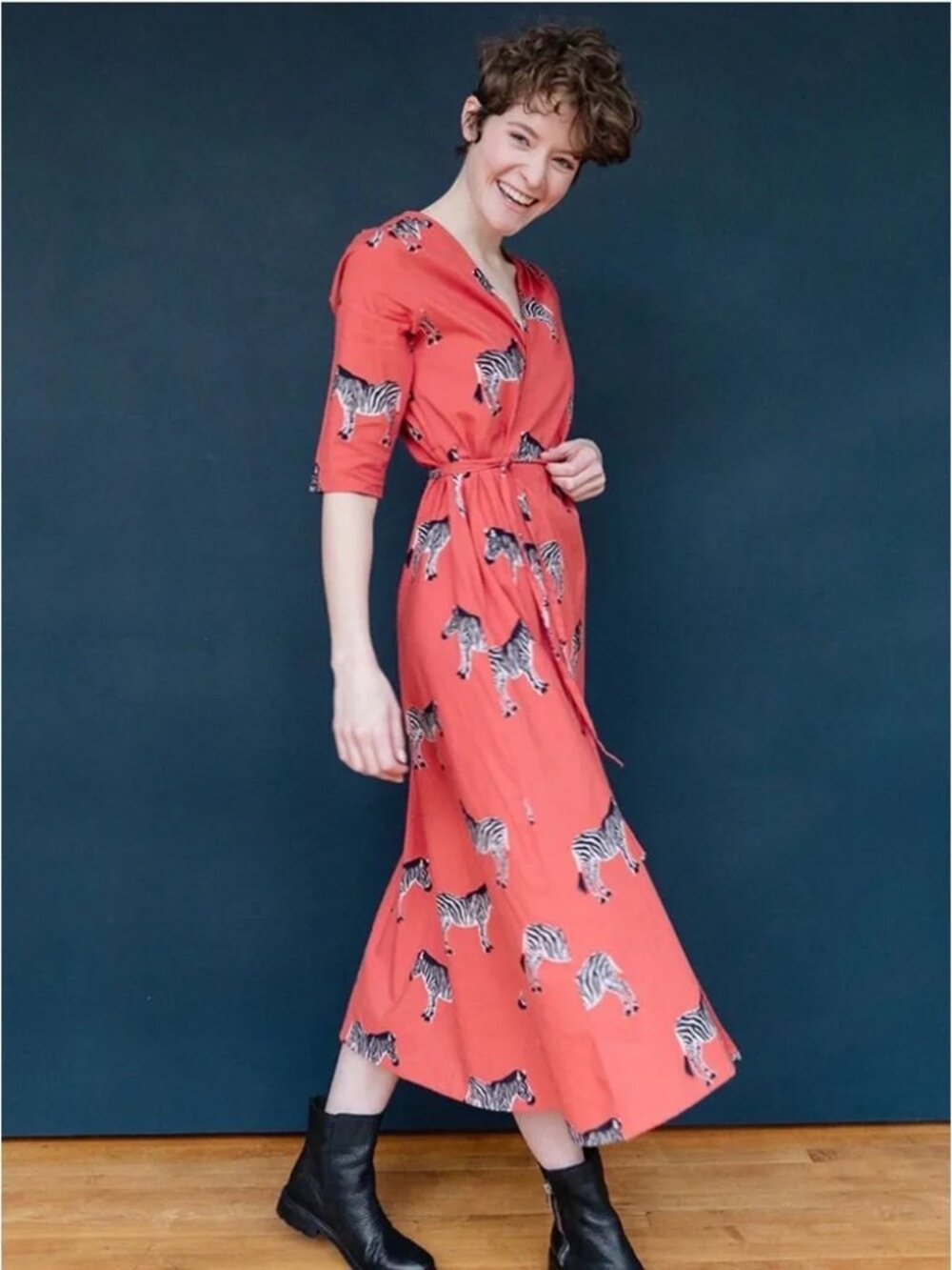 NWT Mata Traders Aditi Wrap Dress Pink Zebra Fair Trade Cotton Maxi Dress XL